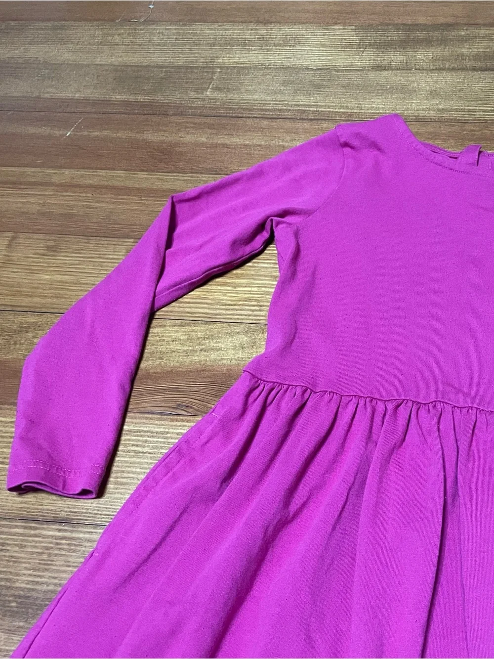 Primary Long Sleeve Pink Cotton Blend Twirl Dress with Pockets Size 8-9